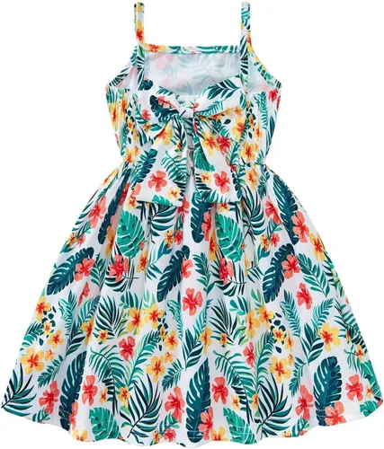 Vista 13 de Vestido de verano para niños pequeños, con tirantes delgados, sin espalda, con lazo, para cumpleaños, playa, vestido de playa A-Butterfly