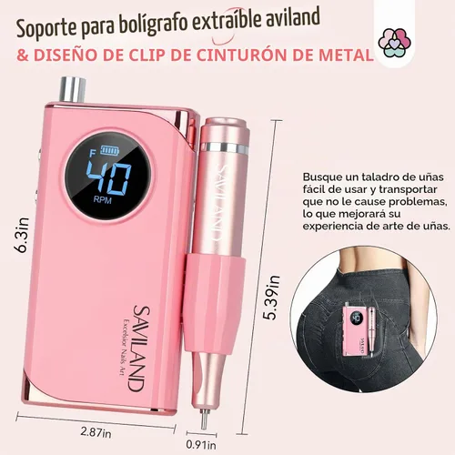 Vista 7 de SAVILAND - Taladro de uñas profesional para quitar pulido acrílico