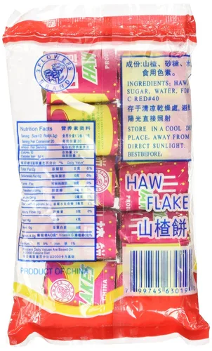 Vista 4 de Haw Flakes - 10 rollos (3.17 onzas) dulces de frutas tradicionales chinos