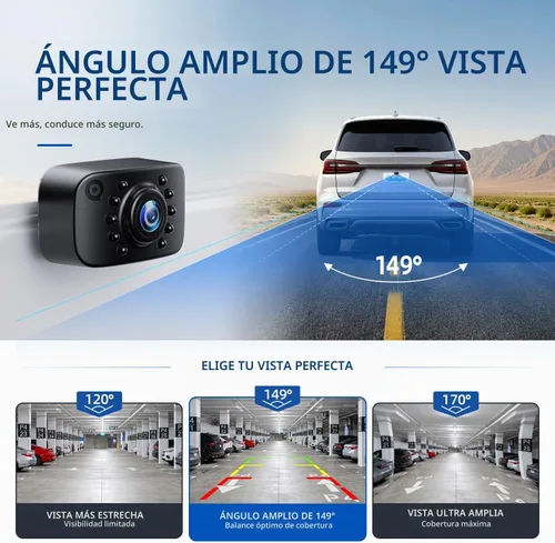 Vista 4 de ERT01 Cámara de respaldo HD para placa de matrícula de visión trasera cámara de reversa universal para camioneta, automóvil, SUV, ángulo perfecto
