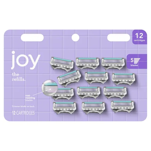 Vista 8 de joy Lubrastrip - Recambios de cuchilla de afeitar para mujer, 12 unidades, morado, para ayudar a evitar la irritación de la piel