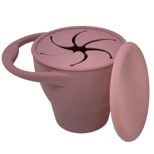 Vista 9 de BraveJusticeKidsCo - Snack Attack Cup - Contenedor de bocadillos de silicona plegable, recipiente para snacks para bebés y niños pequeños