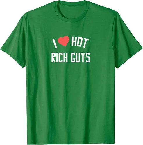 Vista 5 de RICH GUYS - Camiseta con texto en inglés "I LOVE HOT RICH GUYS