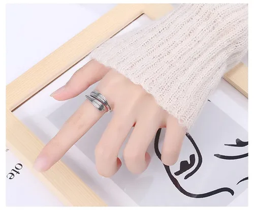 Vista 2 de BOKIIWAY 925 Sterling Silver Leaf Ring Statement Vintage Finger Ring Silver Fashion Party for Women Girl Jewelry Gifts