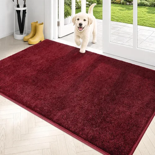 Vista 42 de PURRUGS Tapete para puerta con atrapamiento de suciedad, 20 x 31.5 pulgadas, antideslizante, lavable a máquina, tapete para puerta de perro, tapete