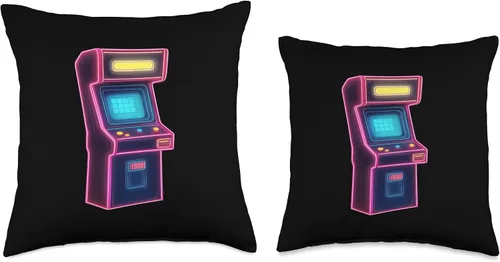 Vista 3 de Arcade Machine Vintage 80s 90s Retro Vaporwave Aesthetic Throw Pillow