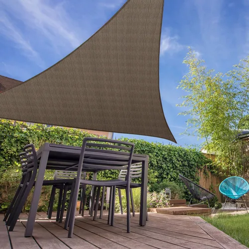 Vista 7 de E&K Sunrise 2 x 2 x 2 pies Toldo de sol triangular, toldo de sombra con bloqueo de rayos UV para patio, jardín y exterior (marrón)