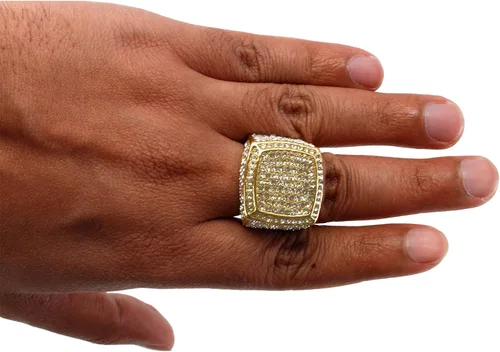 Vista 5 de Charles Raymond BIG Bling Bling Hip Hop Iced Out - Anillo de lujo de gran tamaño para hombre - 444, Piedras de metalcirconita cúbica Diamantes