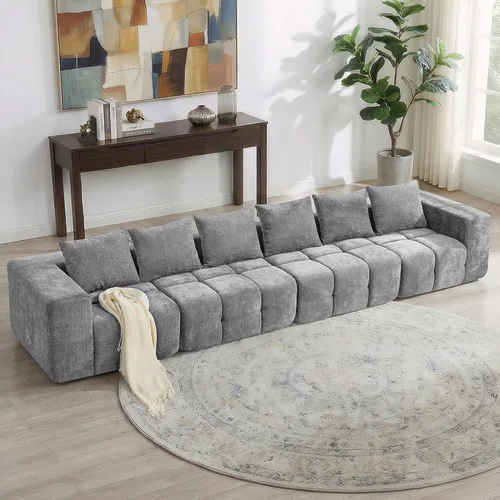 Vista 11 de Sofá de dos plazas seccional modular sin armazón de 78.7 pulgadas, sofá nube capitoné con asiento profundo, sofá de chenilla para sala de estar