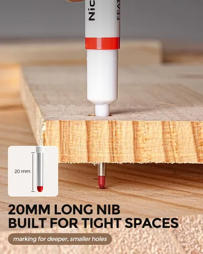 Vista 5 de Nicpro - 6 rotuladores de punta larga con punta fina de cabeza larga de 0.787 in (colorido) Quick Dry & Waterproof Construction Markers, Long Head
