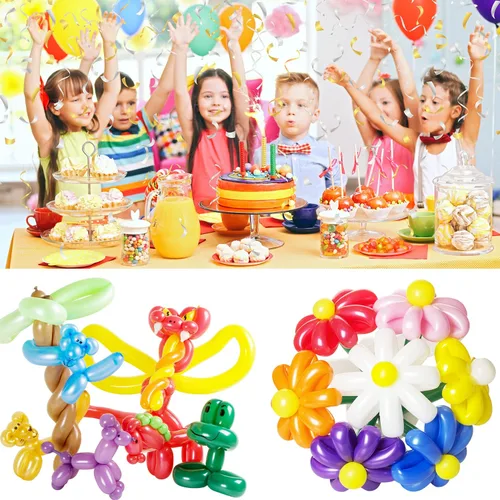 Vista 7 de 260 globos largos de Aragón (100 piezas) para animales de globo, diseño de forma de animal torcido de látex, globos mágicos largos para fiestas