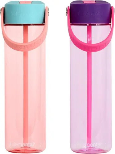 Vista 26 de Elemental Botella de agua Splash con pajilla, botella de agua reutilizable de plástico Tritan sin BPA con correa, ideal para viajes, gimnasio