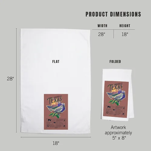 Vista 5 de Lantern Press Amarillo, Texas, Facts About, State Series (100% Cotton Tea Towel, Decorative Hand Towel, for Kitchen and Home)