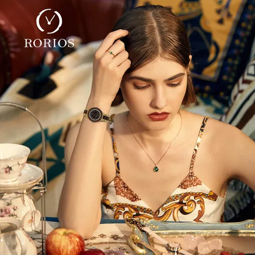 Vista 2 de RORIOS Reloj de madera para mujer, analógico, de cuarzo, con correa de madera, ligero, para mujer