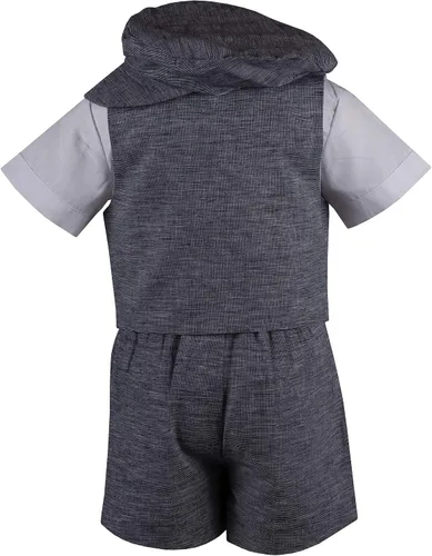 Vista 3 de Lito - Conjunto corto de lino para niños con chaleco y gorro, Classic, 3-6 meses