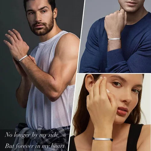 Vista 9 de Pulsera de urna personalizada para cenizas, recuerdos de joyería de cremación para mujeres y hombres, pulsera ajustable de cuerda tejida hecha a