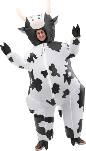 Vista 3 de VURPOKSI Disfraz inflable de vaca para Halloween, fiesta de disfraces de Navidad