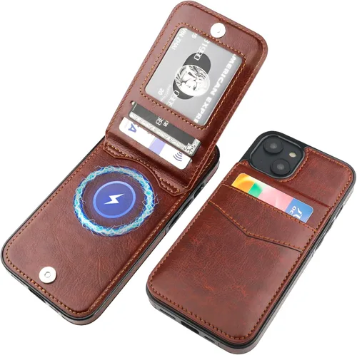 Vista 21 de KIHUWEY Funda Cartera Compatible con iPhone 13 con Soporte para Tarjetas de Crédito, Cierre Magnético de Cuero Premium con Soporte, Funda Protectora