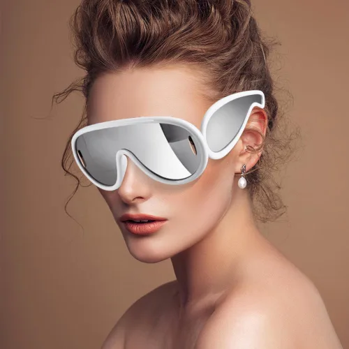 Vista 7 de zxbaers Gafas de sol con máscara ondulada, paquete de 2 lentes de sol futuristas para mujeres y hombres, de gran tamaño, plateadas, espejadas