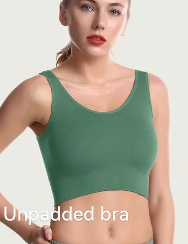 Vista 3 de SPRIMEMONG - Brasier deportivo de soporte ligero para mujer, sin costuras, línea larga, cómodo, bralette deportivo de yoga, tops de corte corto