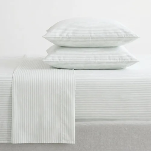 Vista 63 de Martha Stewart - Juego de sábanas tamaño individual con sábana bajera y funda de almohada, ropa de cama de percal de algodón con una sensación