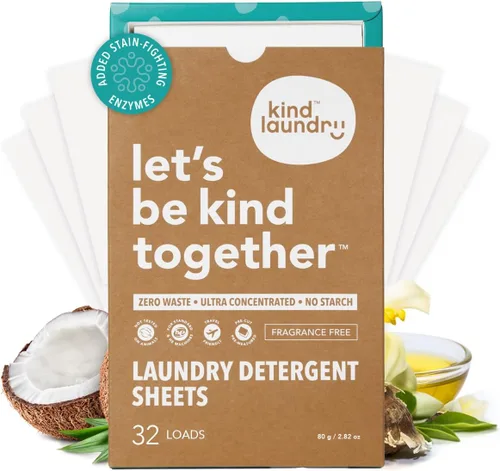 Vista 13 de Hojas de detergente KIND LAUNDRY con enzimas que combaten las manchas - Jabón ecológico para lavandería a base de plantas - Detergente