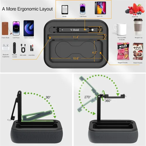 Vista 4 de V-Hold - Soporte de almohada para tableta, soporte de almohada Kindle con cuenco para aperitivos, soporte para tablet para regazo en la cama