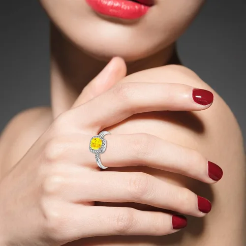 Vista 2 de Uloveido Anillos de compromiso cuadrados de cristal CZ de las mujeres mejores anillos de promesa anillos de boda para las mujeres KR002