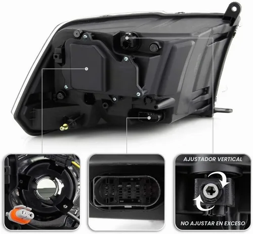 Vista 3 de ACANII - Para [modelo de estilo proyector] 2013-2018 Dodge Ram 1500 2500 3500 Faros delanteros negros montaje izquierdo+derecho