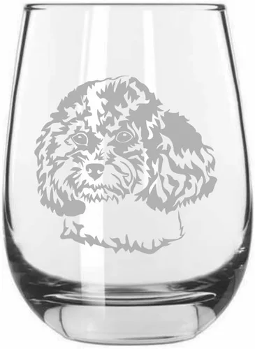 Vista 50 de Shar Pei (chino) - Vaso de vino sin tallo grabado para perro, 15.25 onzas