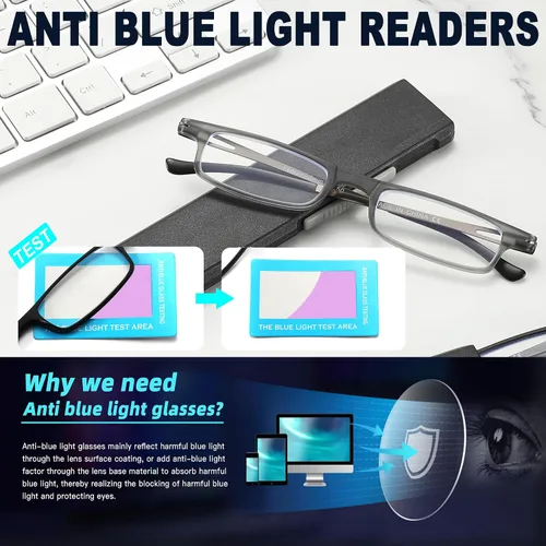 Vista 3 de touk Anteojos de lectura plegables anti luz azul UV, ultra delgados TR90 lectores con estuche compacto portátil para hombres y mujeres, 2