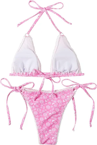 Vista 5 de Womens Basic Sexy Bikini Summer Solid Trendy Lingerie Swimwear Plus Size Two Pieces Sexy Bra and Underpants Underwear