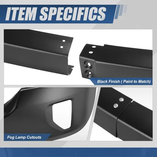 Vista 4 de Auto Dynasty Barra frontal para parachoques compatible con Chevy Silverado 1500 2016 2017 2018, Silverado 1500 LD 2019, con recortes para luces Negro
