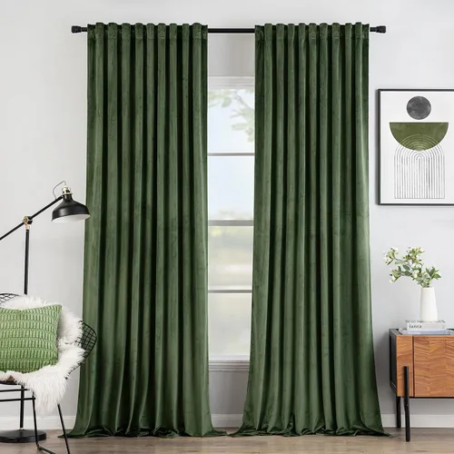 Vista 7 de MIULEE Cortinas opacas de terciopelo de 96 pulgadas, cortinas opacas de lujo para dormitorio, sala de estar, cortinas suaves con bolsillo para barra
