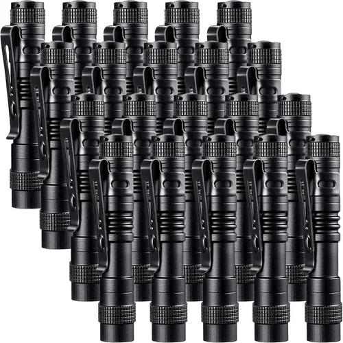 Vista 10 de 20 paquetes de linterna de bolsillo con clip, mini linterna pequeña impermeable con LED para campamento, inspección, trabajo y emergencia