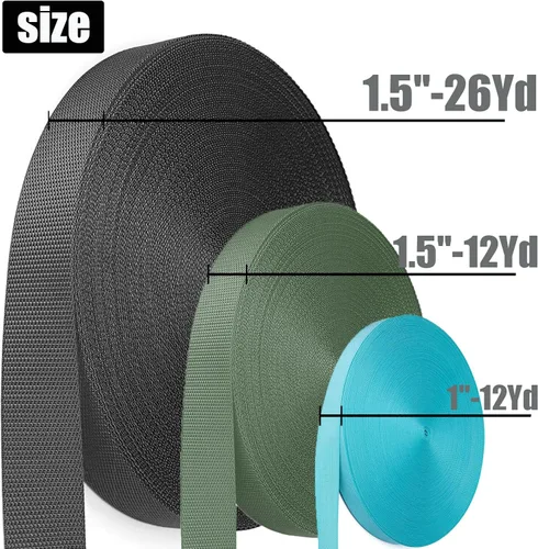 Vista 2 de Correa de nailon de 1 pulgada y 1.5 pulgadas, correa de nailon resistente de 12 yardas, correa duradera para equipo de interior o exterior
