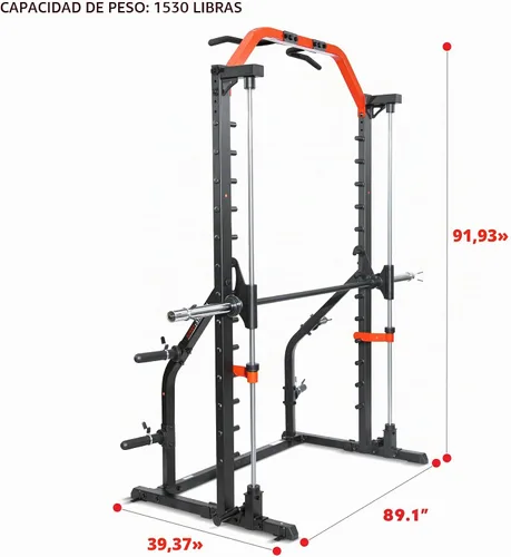 Vista 5 de Sunny Health & Fitness Olympic Smith - Estante para sentadillas con barra