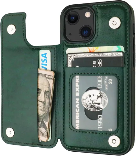 Vista 17 de ONETOP - Funda tipo cartera para iPhone 13 Mini con tarjetero, color negro Kickstand,ID/Cash Holder,Case Wallet with Card Slots,Double Magnetic