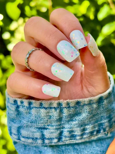 Vista 3 de 22 tiras de esmalte de uñas de gel semicuradas de alta calidad con accesorios de aplicación (confeti brillante en la oscuridad)