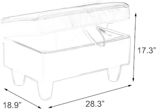 Vista 2 de A Ainehome Otomana, moderna otomana de cuero para sala de estar, apartamento y espacio pequeño (tamaño: 28.5 x 19 x 17.5 pulgadas de alto, A-negro)