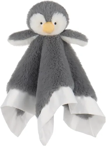 Vista 7 de Apricot Lamb Manta de seguridad suave de animales de peluche, diseño de pingüino negro, manta de personaje para guardería, felpa de lujo