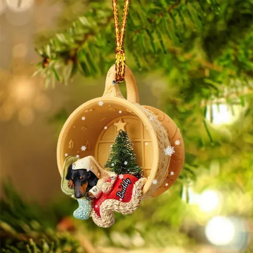 Vista 56 de Adornos de acrílico de encargo de la Navidad del nombre del perro, forma 2D personalizada para los amantes del perro Bulldog