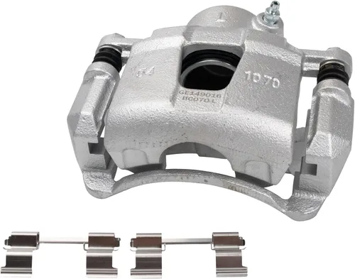 Vista 9 de TRQ Kit de pastillas de freno delantero y rotor, pinza de freno, manguera de freno, rotor de freno, semimetálico, revestimiento G, compatible