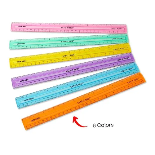 Vista 7 de hand2mind Reglas de plástico Safe-T multicolor, transparentes, semiflexibles de 12 pulgadas, reglas de plástico arcoíris, regla de seguridad