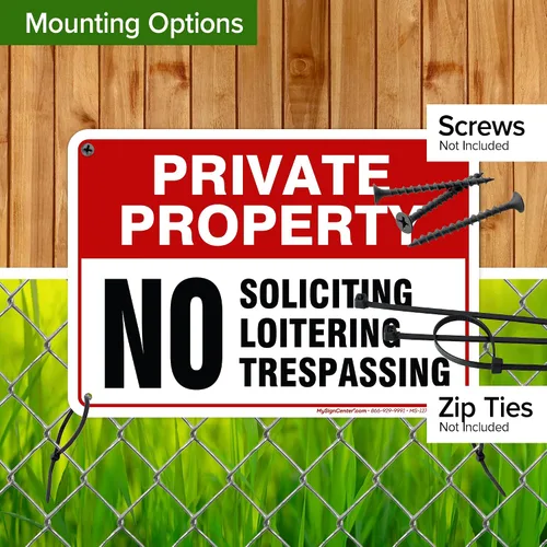 Vista 5 de Señal de propiedad privada No Trespassing No Loitering No Soliciting (7x10)