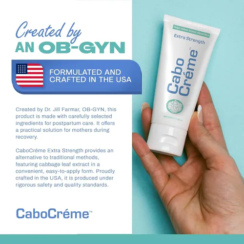 Vista 5 de CaboCréme - Crema de Repollo Extra Fuerte para el Pecho - 2X Fuerza para Alivio de la Congestión y Apoyo al Destete de la Lactancia Materna - Para