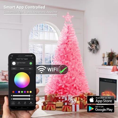 Vista 4 de Brizled Estrella Inteligente para la Copa del Árbol de Navidad, 7.5" Estrella Iluminada con 11 LED para Copa de Árbol, Estrella de Navidad
