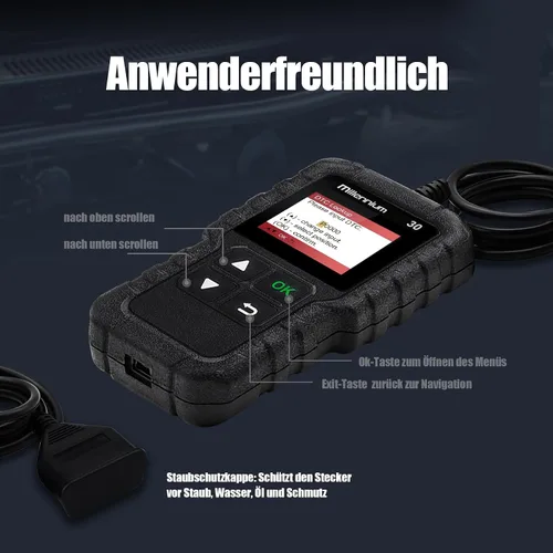 Vista 6 de LAUNCH Millennium 30 OBD2 escáner, lector de código de coche con funciones OBD2 completas, herramienta de diagnóstico de coche de luz