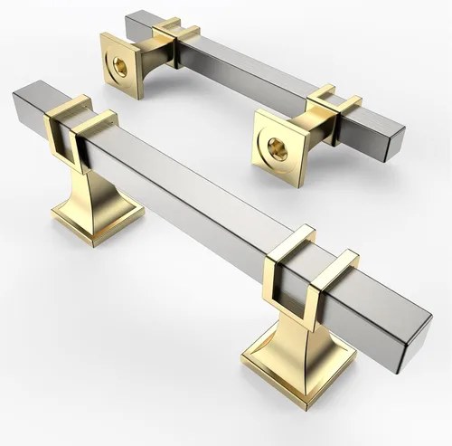 Vista 7 de Asidrama - Paquete de 10 manijas para alacena de 3 pulgadas (76mm) de color negro mate y dorado, tiradores para gabinete, accesorios para gabinete