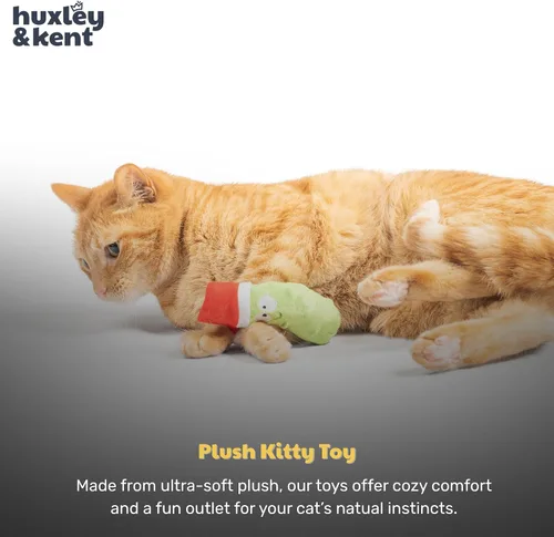 Vista 6 de Huxley & Kent Juguete de peluche para gatos, juguete interactivo de hierba gatera para gatos y gatitos, suave con arrugas y hierba gatera, divertido